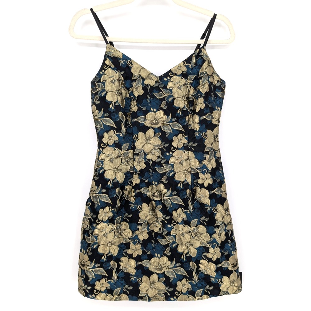 NWT Lulus Never Ending Love Jacquard Metallic Floral Mini Dress Coquette Glam XS